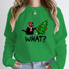 Cozy Christmas Black Cat Sweatshirt for Women O-Neck Pullover ATHLEXES