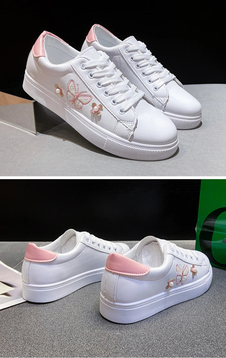 Embroidered Bow Platform Walking Flats for Women ATHLEXES