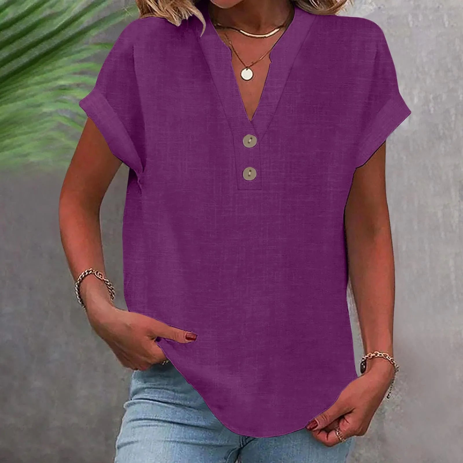 Breezy V Neck Cotton Linen Shirt for Women ATHLEXES