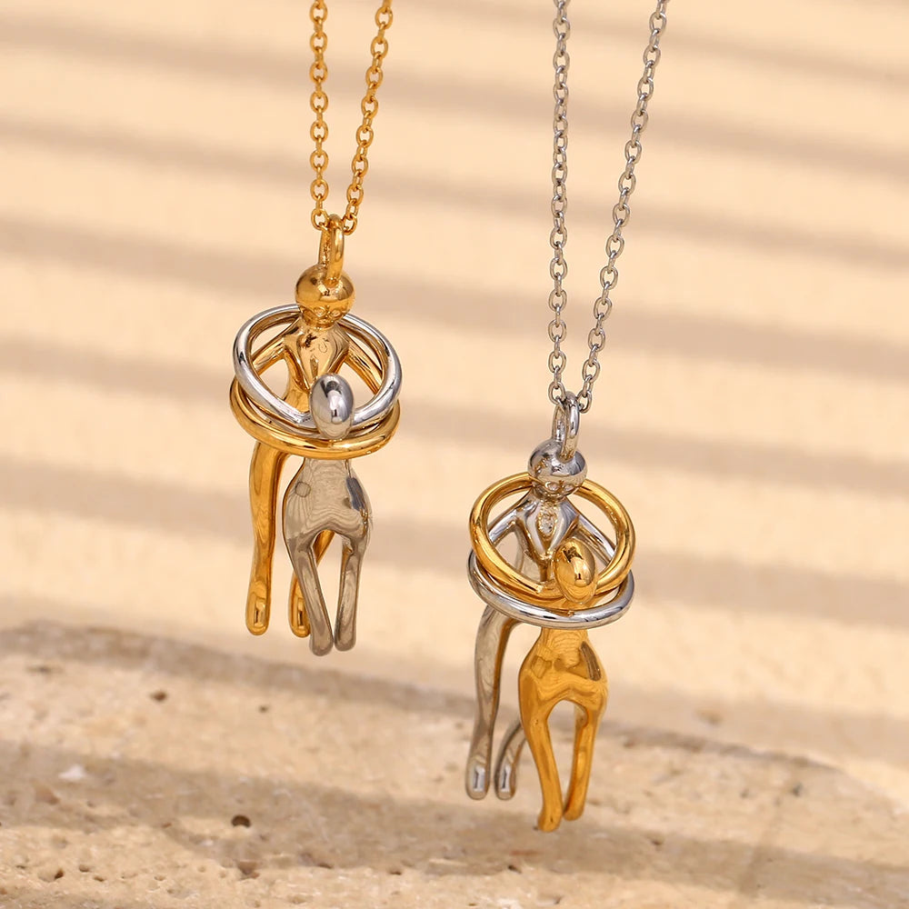 E.B.belle People Hug Pendant Necklace in Gold ATHLEXES