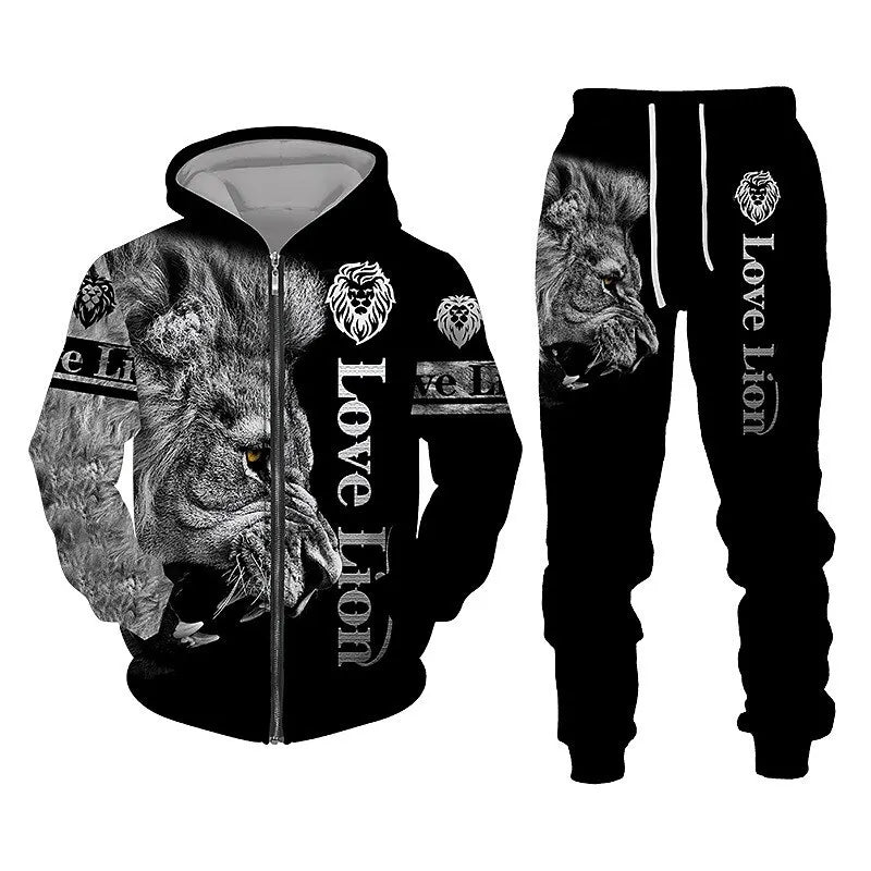 3D Lion Graphic Hoodie Tracksuit ATHLEXES