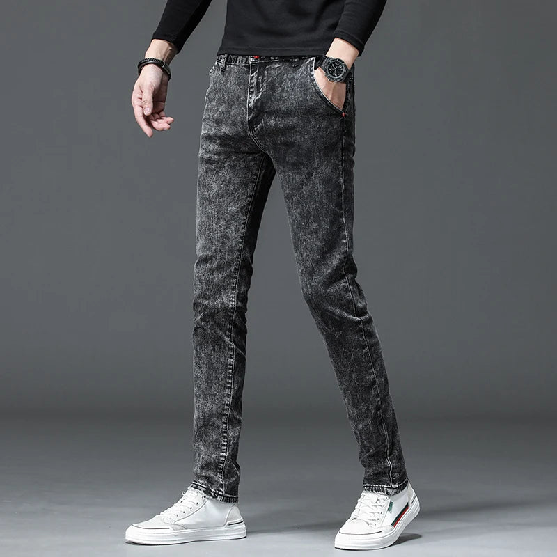 Classic Slim Stretch Black & Dark Gray Men's Jeans Trousers ATHLEXES
