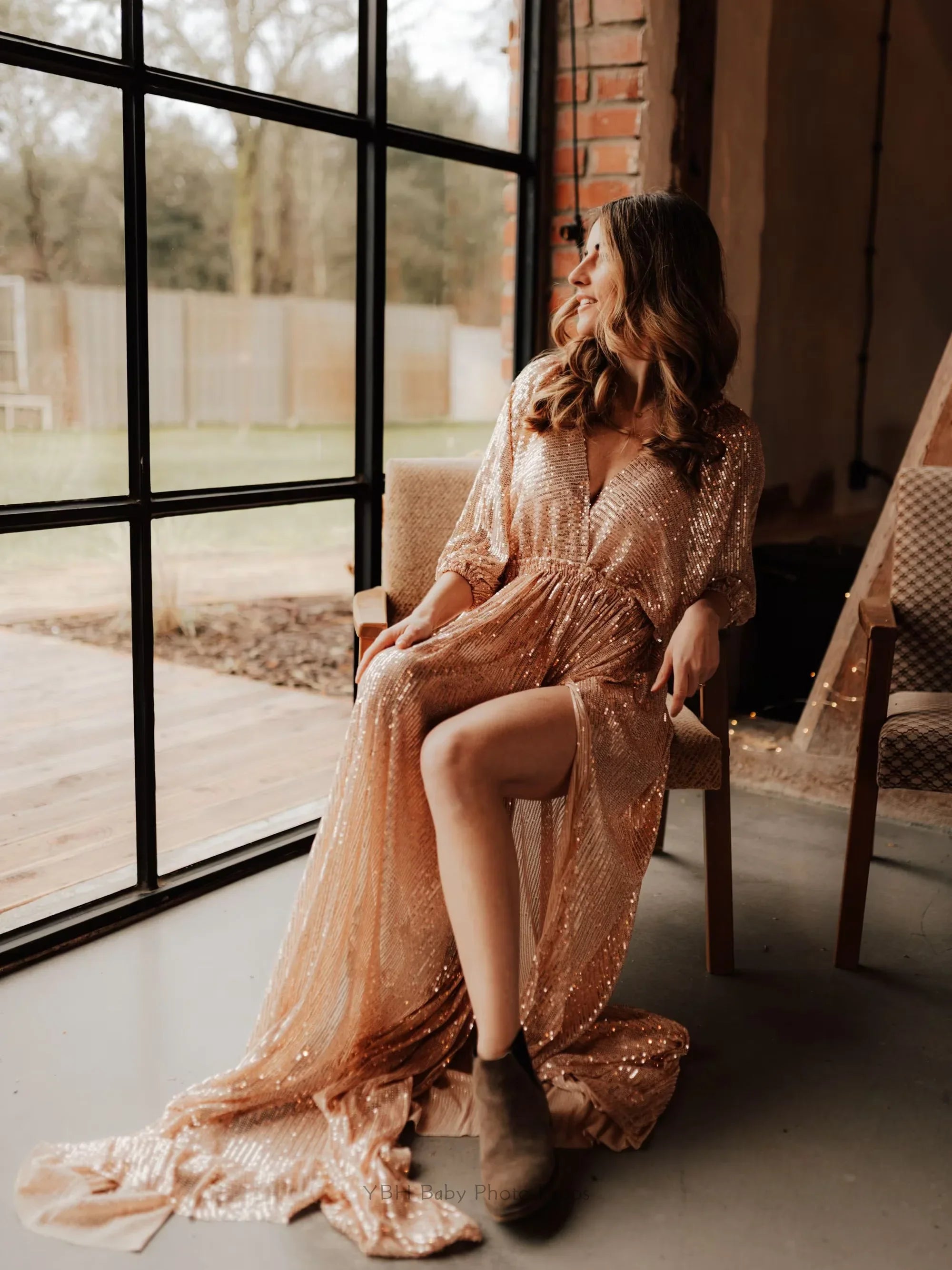 Vintage Sequin Maternity Photography Gown Dress ATHLEXES