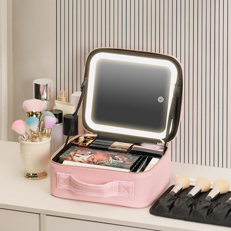 LuxeGlow LED Makeup Train Case ATHLEXES