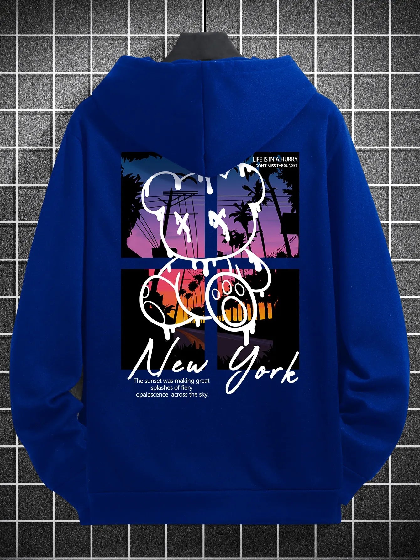 Urban Sunset Bear Graphic Hoodie for Men ATHLEXES