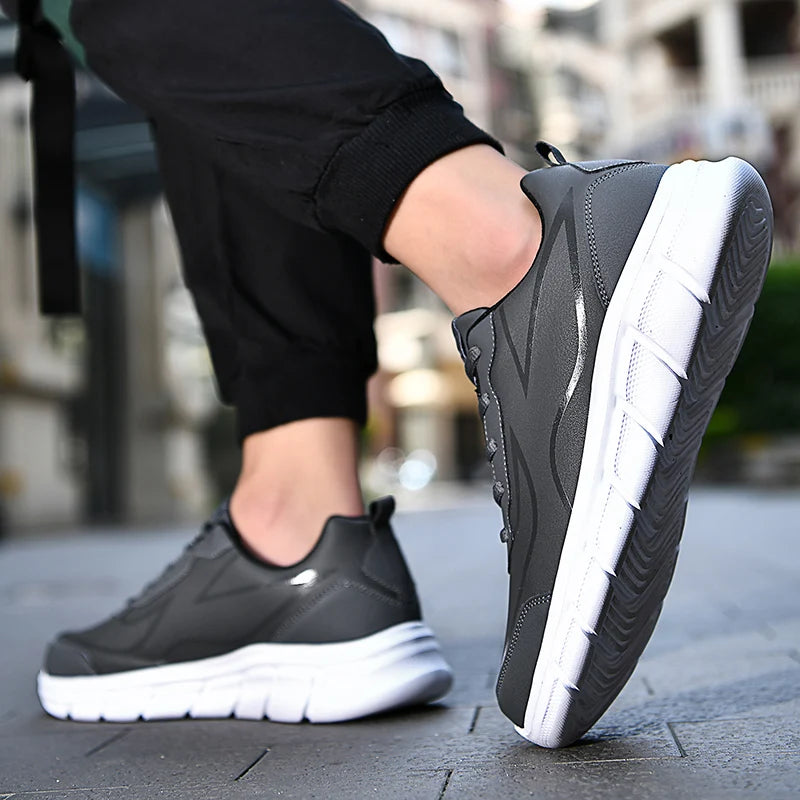 YRZL Waterproof Leather Running Shoes for Men - Comfortable & Durable ATHLEXES