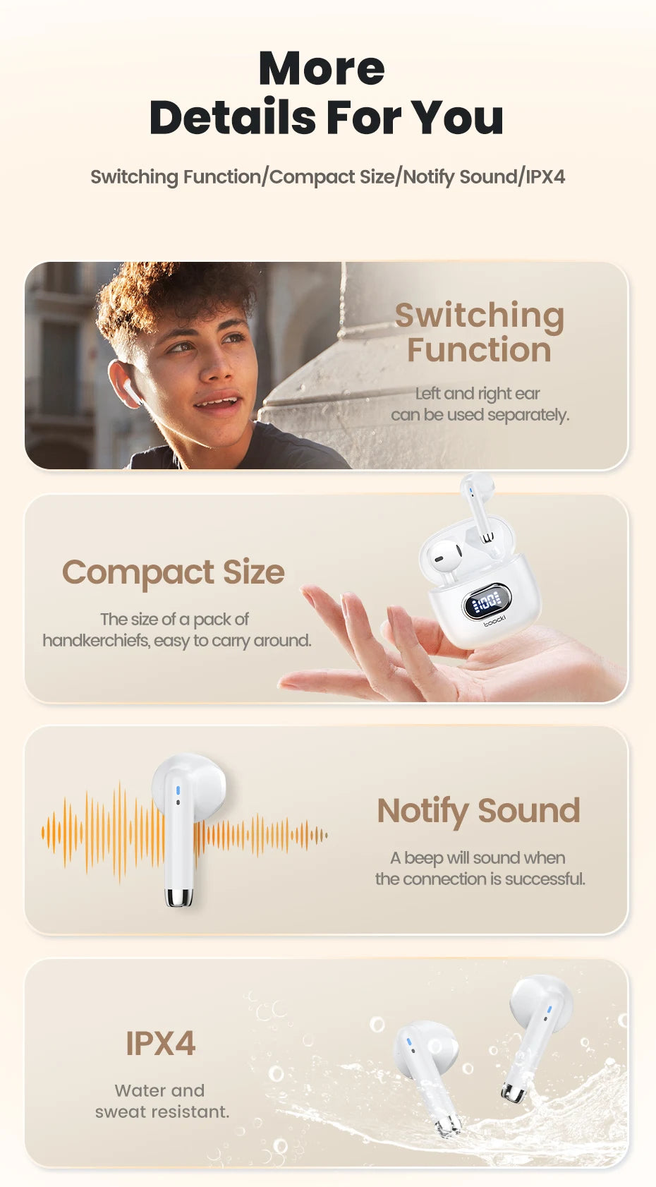Toocki TWS Bluetooth 5.3 Sports Earphones ATHLEXES