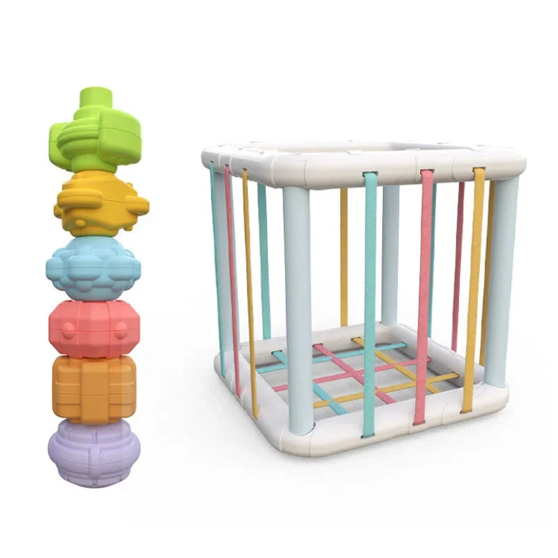 Montessori Shape Sorter Cube â?? Rainbow Blocks for Infants ATHLEXES