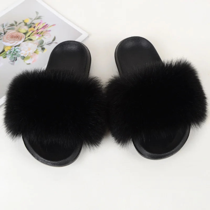 Luxury Faux Fur Slides for Women - Summer Comfort ATHLEXES
