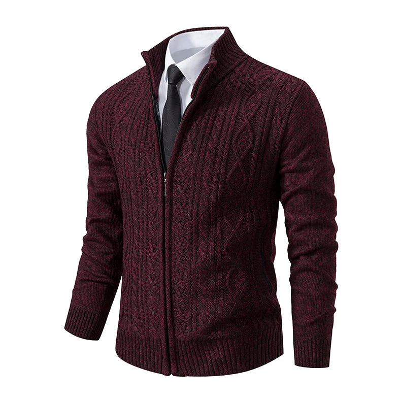 Velvet Warmth High Collar Cardigan for Men - Winter Knitwear ATHLEXES