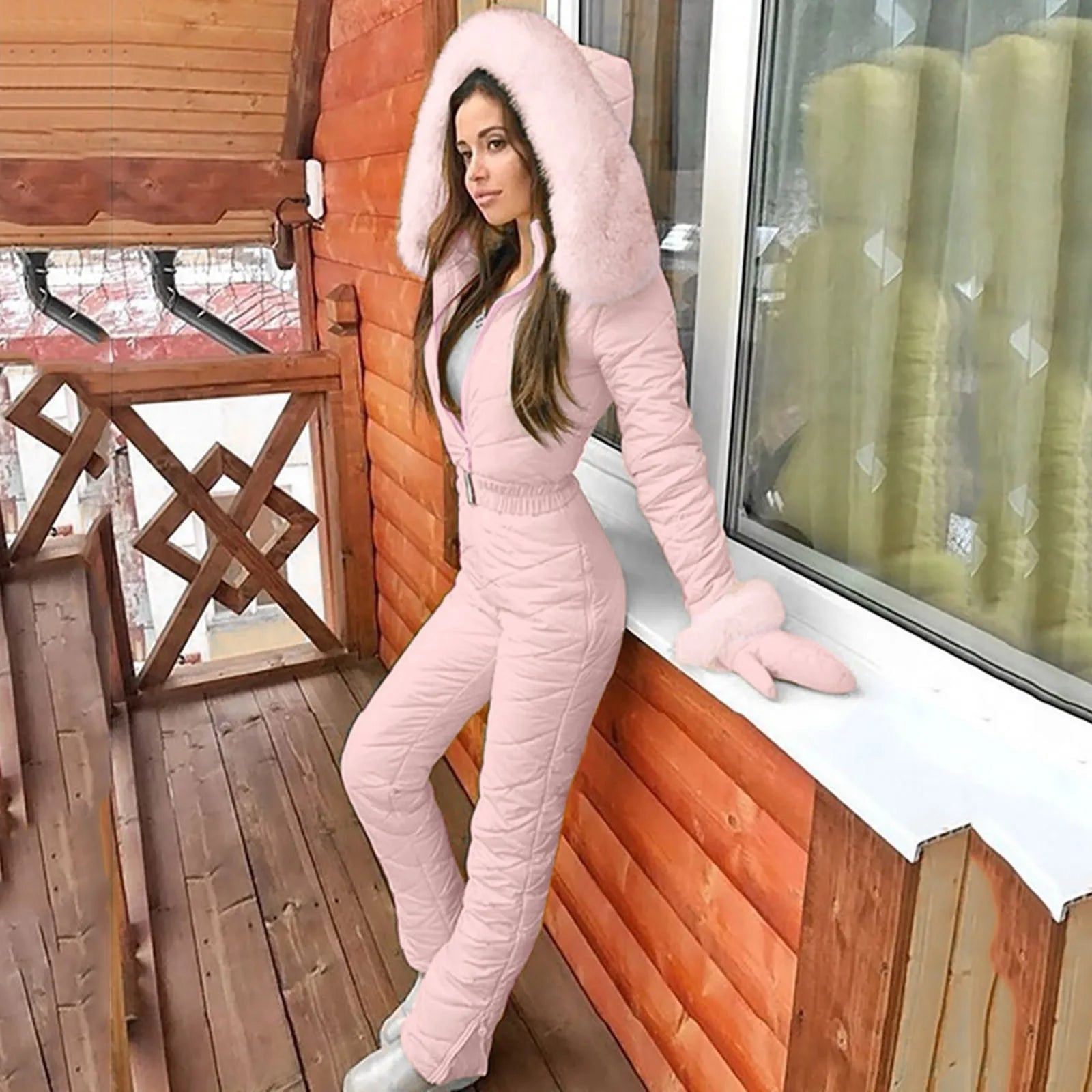 2024 Women's Pink Luxury Ski Suit for Outdoor Adventures ATHLEXES