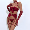 Sexy Lingerie Set Bow Bra Black Temptation Four Piece Set ATHLEXES