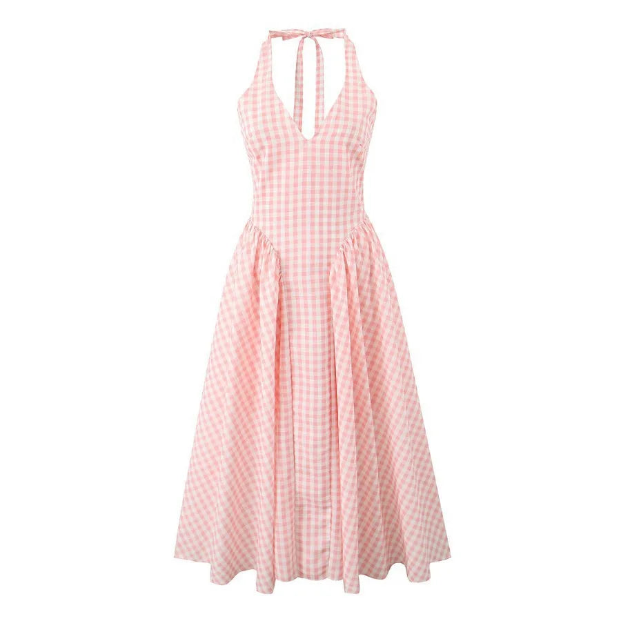 Chic White Backless Halter Dress for Summer Events ATHLEXES