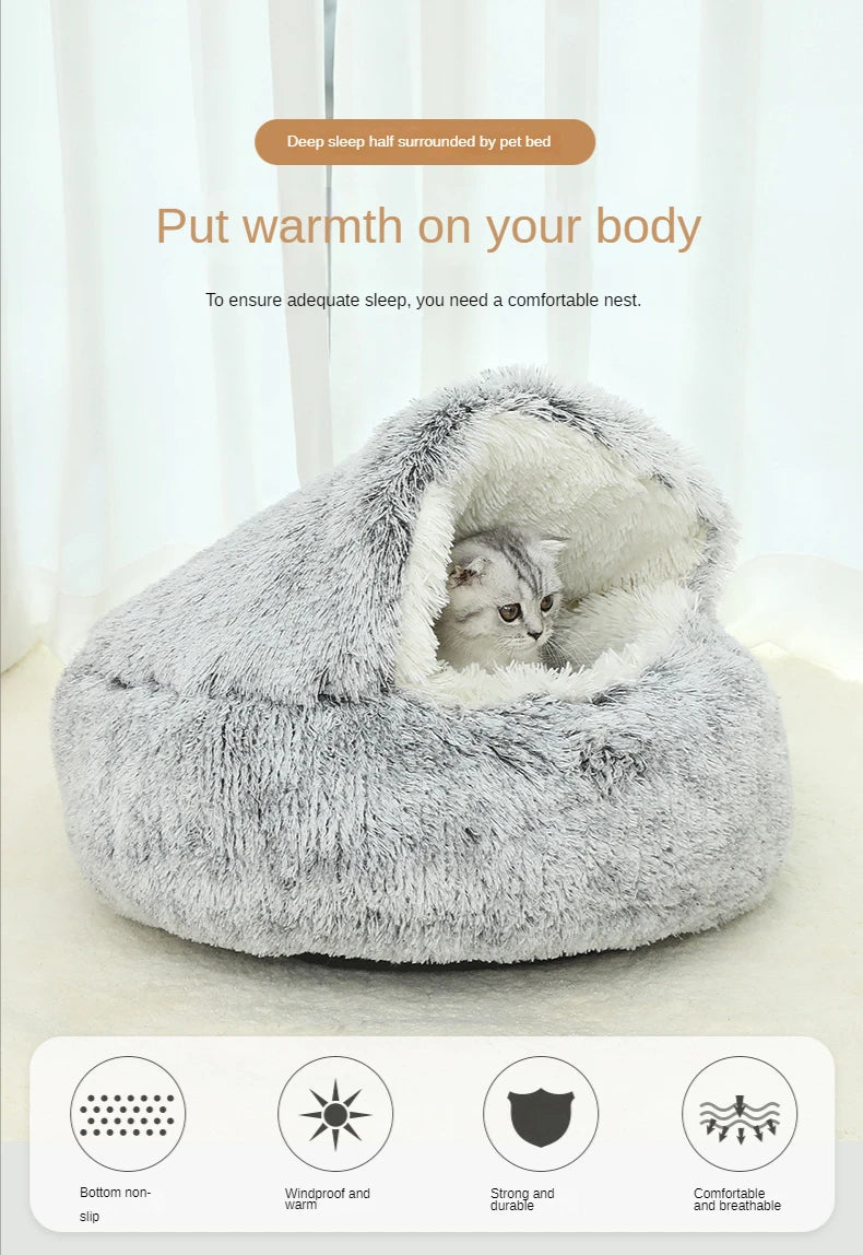 CozyNest 2-in-1 Plush Pet Cat Bed & Cushion for Dogs and Cats ATHLEXES