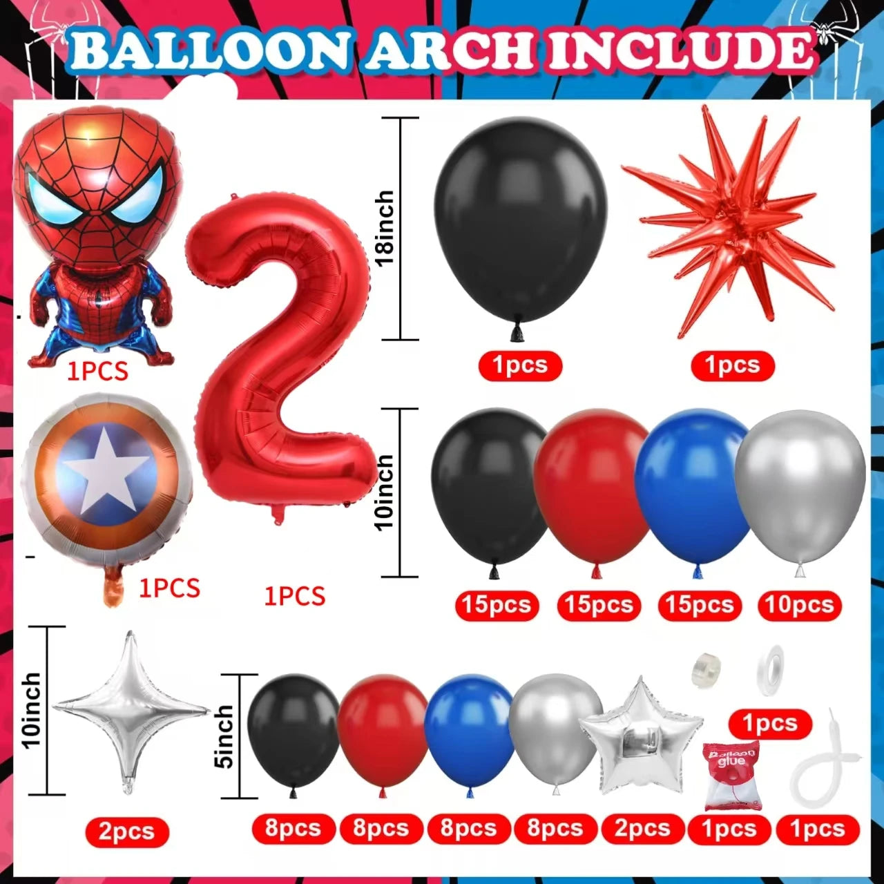 Spiderman Superhero Balloon Garland Kit ATHLEXES
