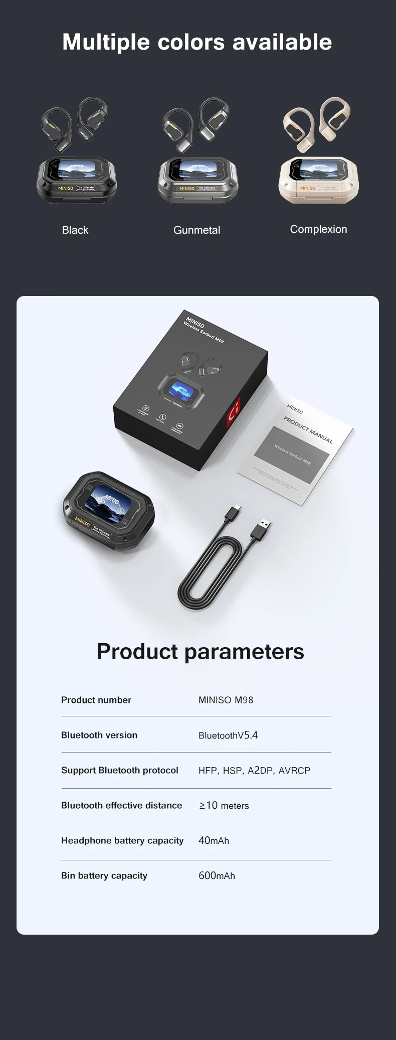 AI Translator MINISO M98 Sport Bluetooth Earbuds ATHLEXES