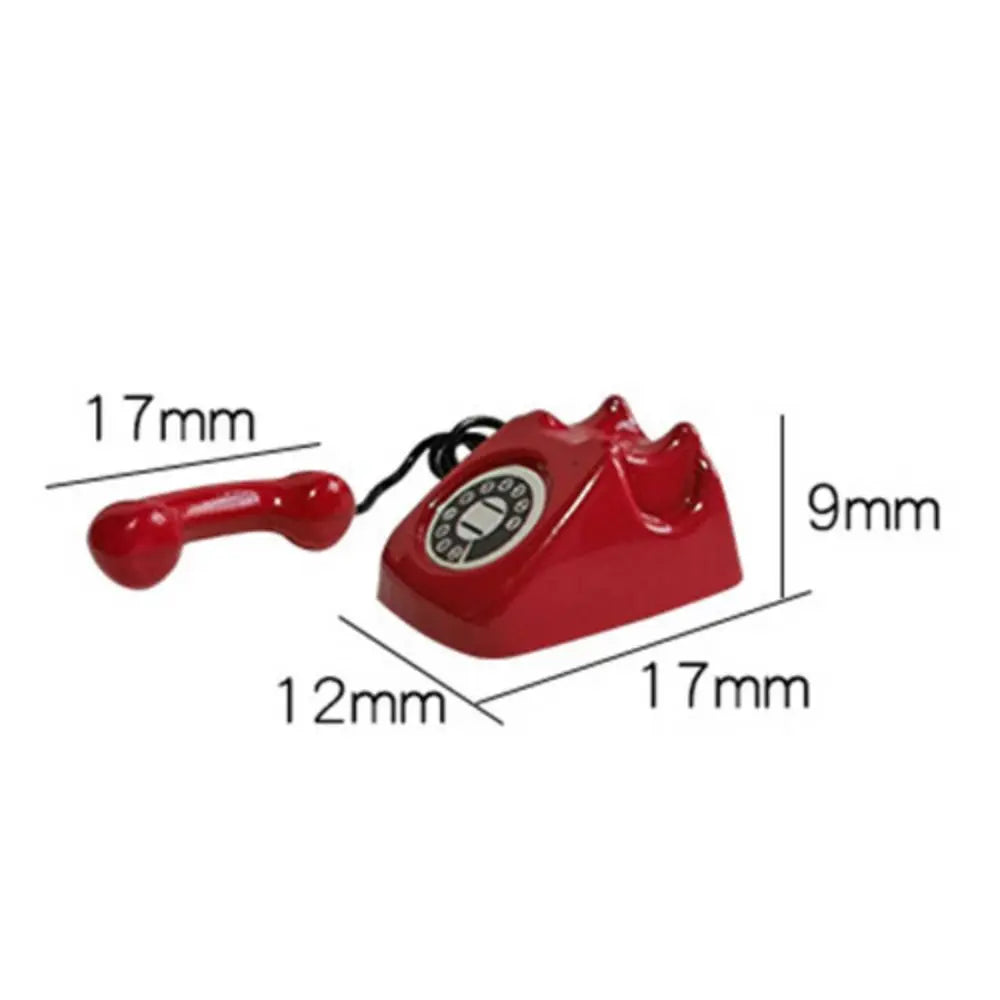 Retro Mini Fixed Telephone Dollhouse Decor Toy ATHLEXES