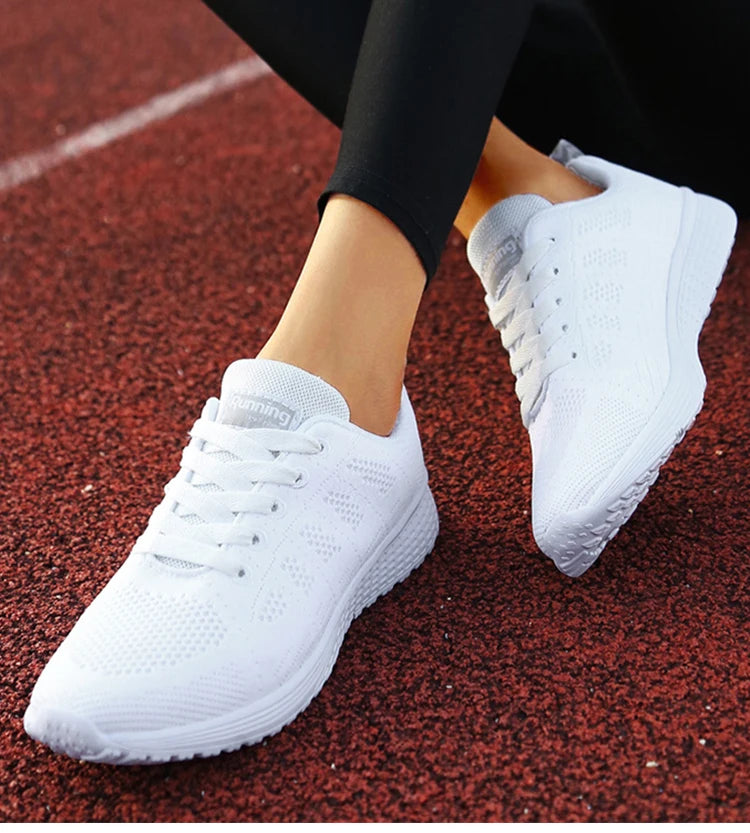 BreatheEasy Women's White Athletic Sneakers for Sport and Casual Wear ATHLEXES