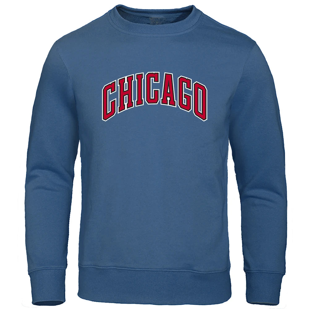 Chicago City Letter Print Hip Hop Hoodie for Men ATHLEXES