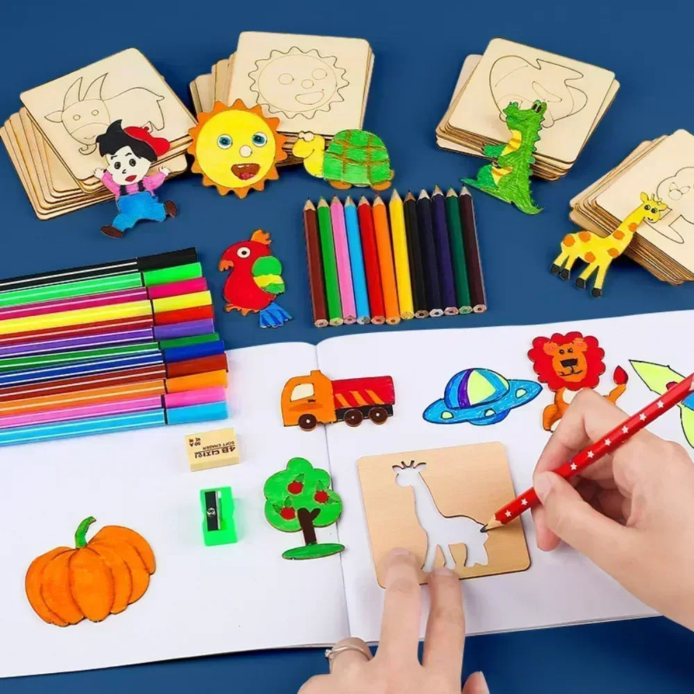20pcs Montessori Wooden Drawing Stencils Set ATHLEXES