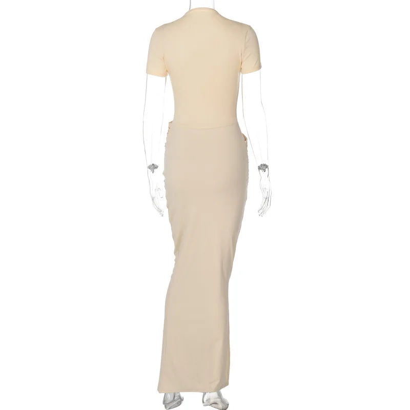 Elegant V-Neck Side Slit Maxi Dress for Women ATHLEXES
