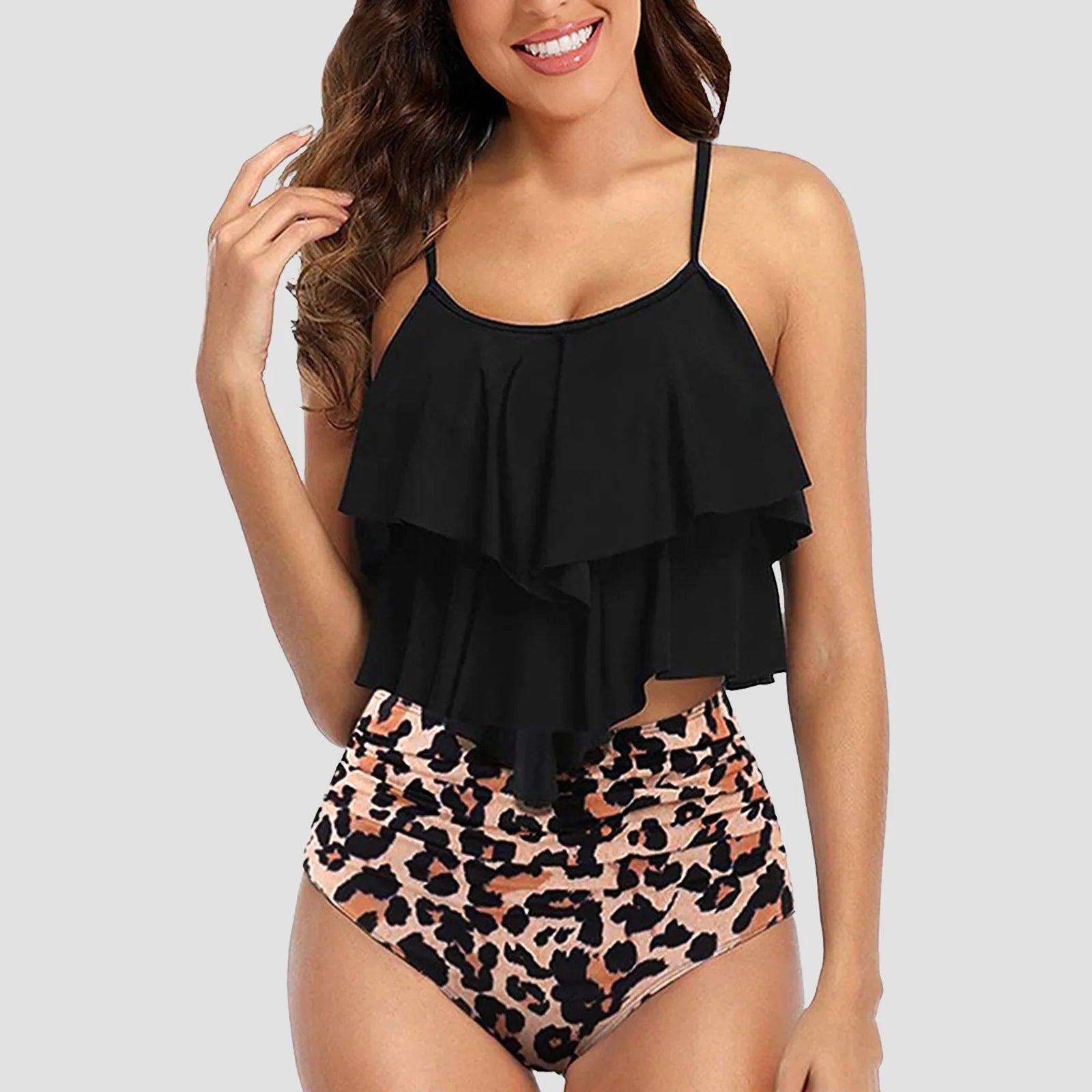 Vintage Ruffle Ruched High Rise Bikini Set ATHLEXES