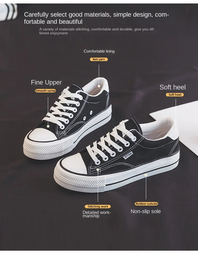 Classic Black Canvas Platform Sneakers for Women ATHLEXES