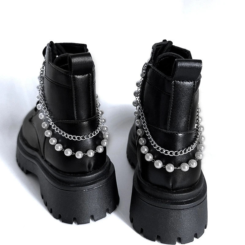 Elegant Pearl Chain Accessories for Martin Boots and Shoes ATHLEXES
