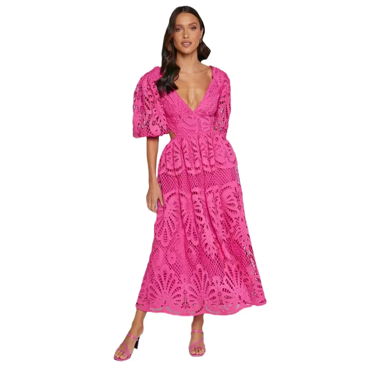 Elegant Lace Embroidered Summer Dress ATHLEXES