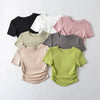 Harajuku Ruched Side Cotton Crew Neck Tee ATHLEXES