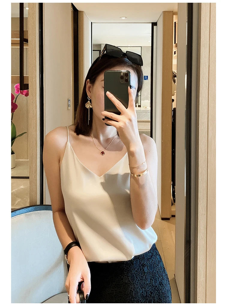 Chic Summer V-Neck Chiffon Tank Top ATHLEXES