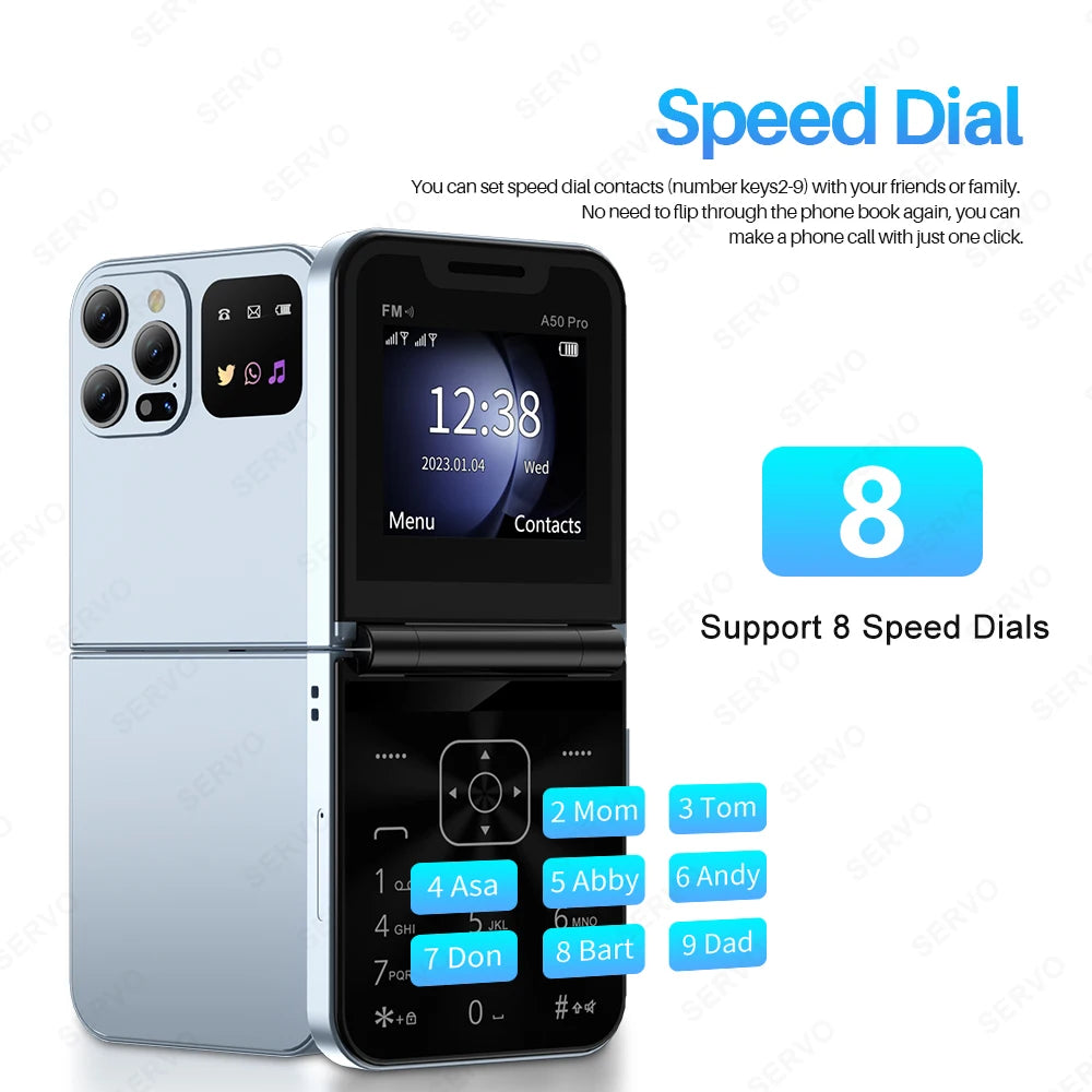 SERVO A50 PRO Dual SIM Flip Phone with Magic Features ATHLEXES