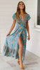 Chic V Neck Summer Slit Maxi Dress for Women ATHLEXES