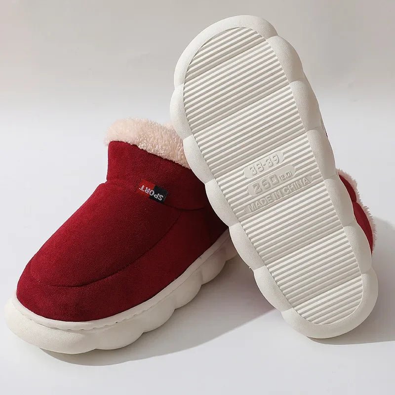 Kidmi Winter Women Shoes Casual House Shoes For Men 2024 Outdoor Warm Cotton Shoes For Women Indoor Plush Padded Slippers Female ATHLEXES