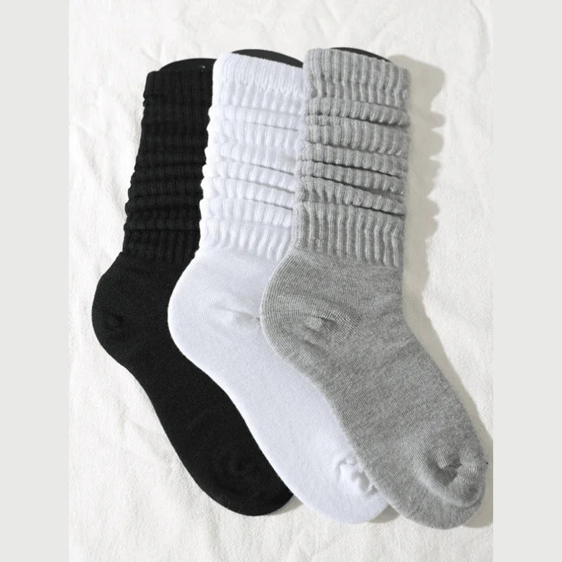 3 Pairs Pleated Mid Length Socks Women's Fashion Elephant Socks ATHLEXES