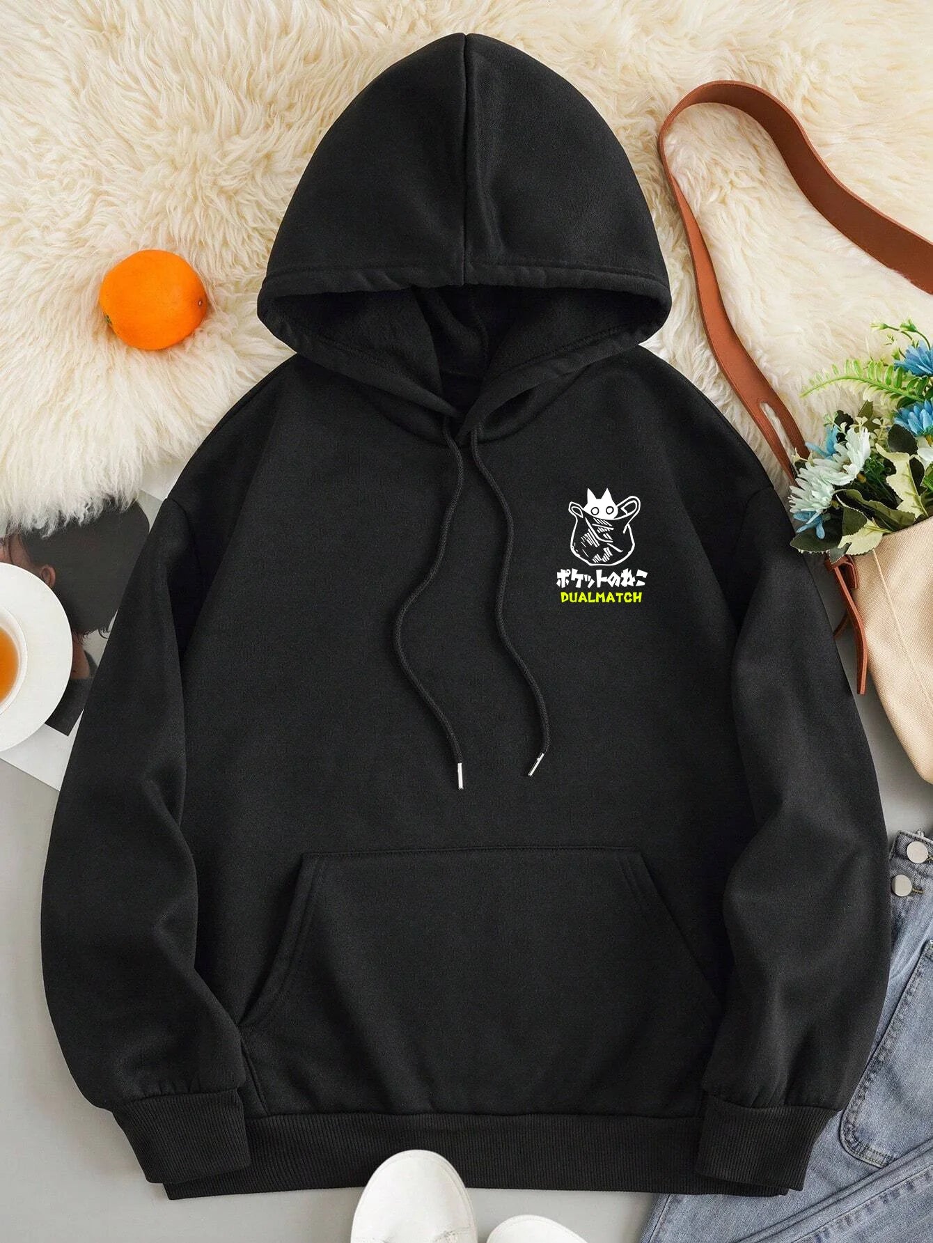 Chic Cat Print Hoodie for Women ATHLEXES