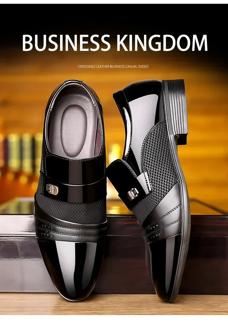 Classic Black Pointed Toe Leather Loafers for Men ATHLEXES
