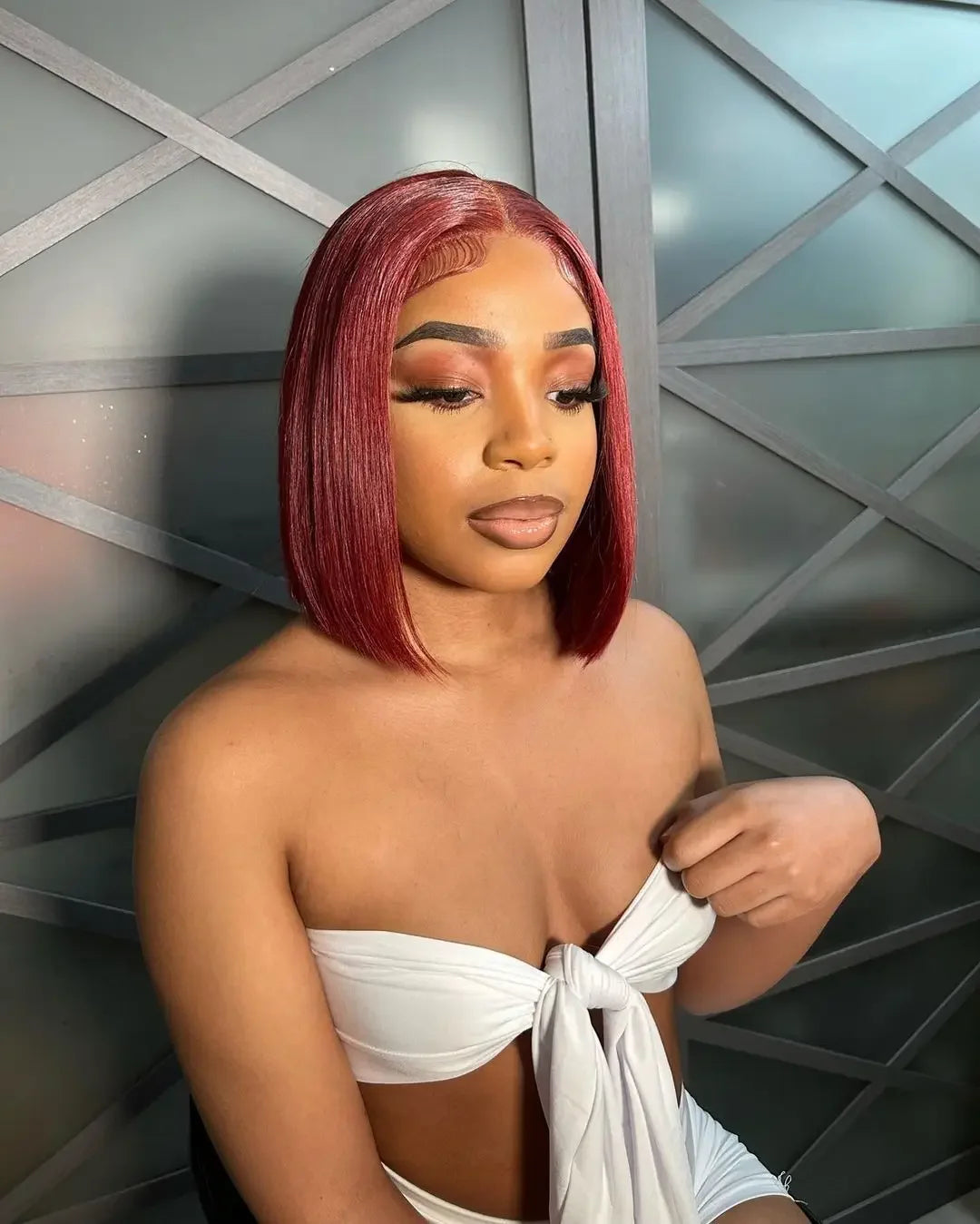 Burgundy Elegance Glueless Bob Wig 13x4 ATHLEXES