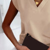 Elegant Khaki V-Neck Summer Blouse for Women ATHLEXES