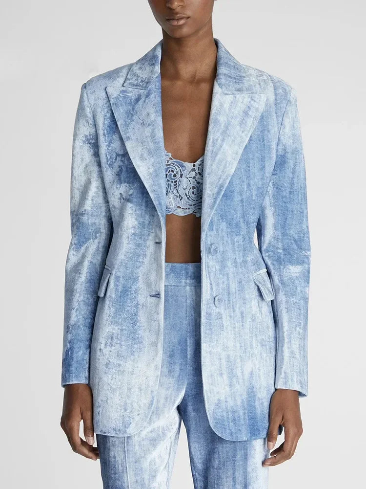 Chic Tie Dye Blazer and Pants Set ATHLEXES