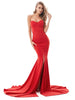 Elegant Strapless Black Maxi Dress with Front Slit ATHLEXES