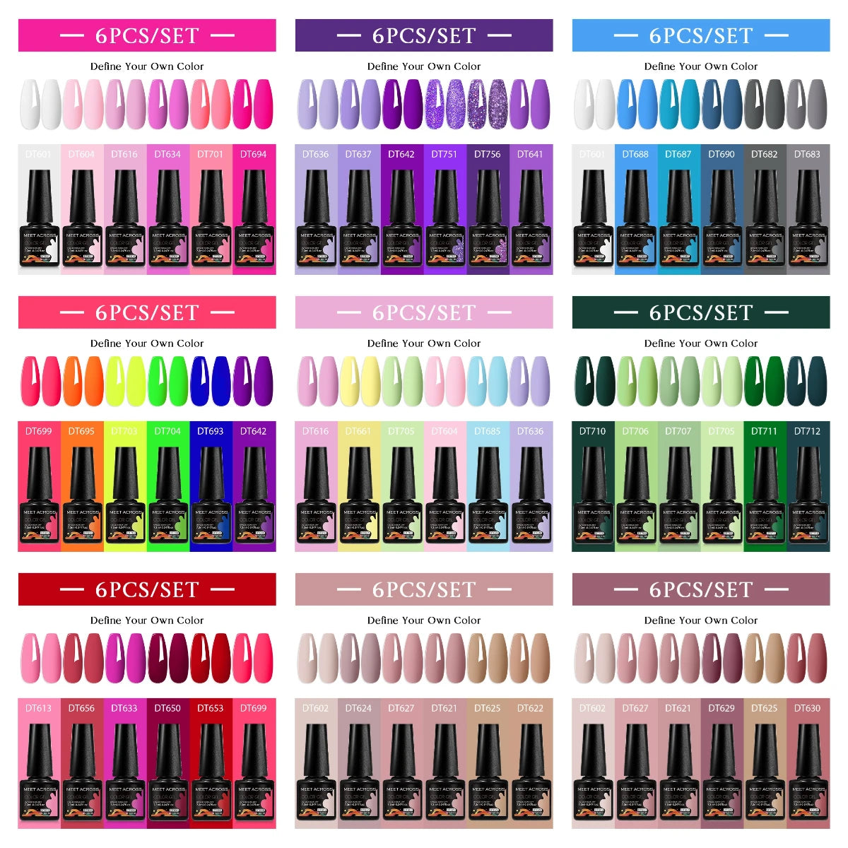NailArt Pro 6pc UV Gel Polish Kit for Manicure ATHLEXES