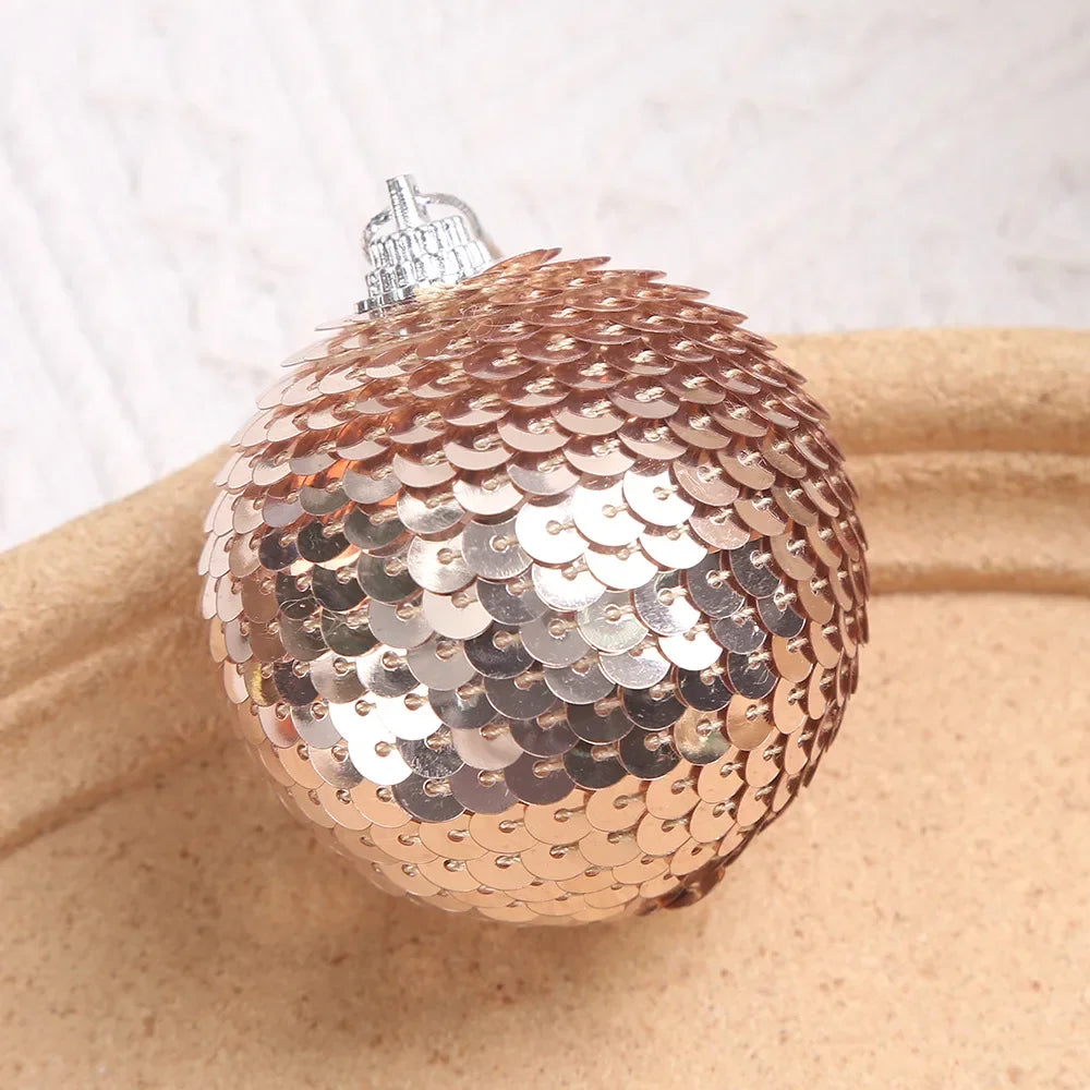 Champagne Gold & Red Glitter Xmas Ball Set 16pcs ATHLEXES