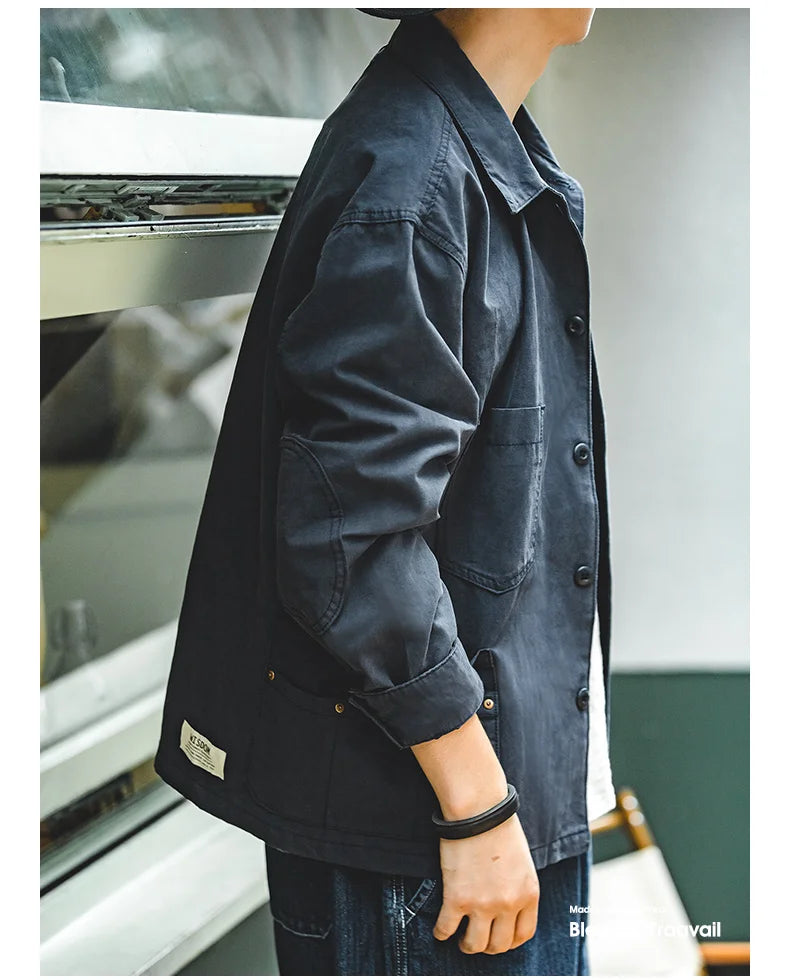 Maden Retro Multi-Pocket Navy Hunting Jacket for Men ATHLEXES