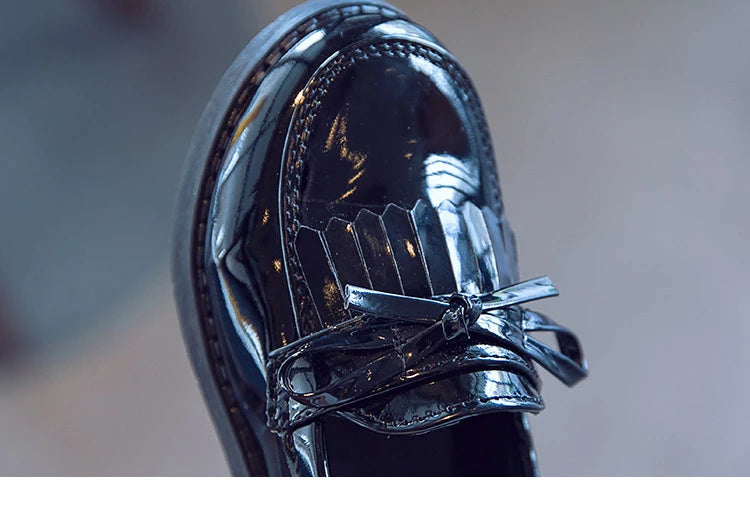 Elegant Bow-Knot Leather Flats for Girls' Events ATHLEXES