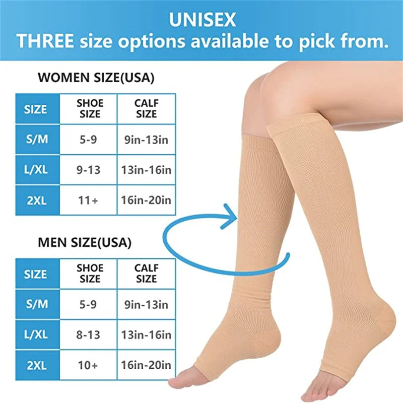 Varicose Vein Relief: S-XXL Toeless Compression Socks ATHLEXES