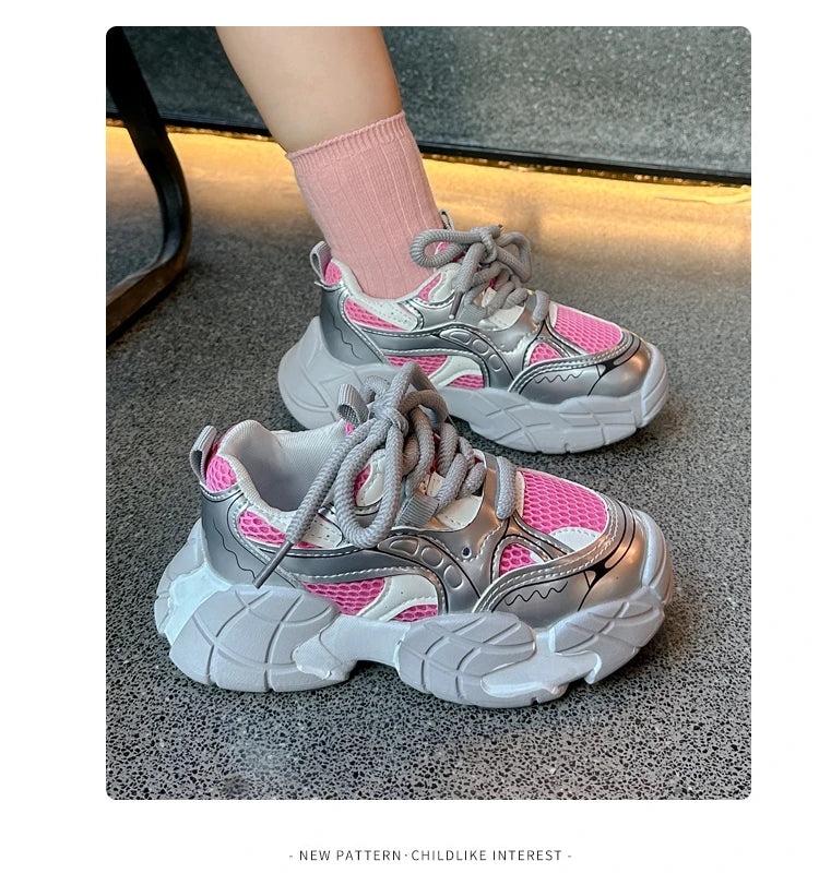 Chic Pink Leather Running Shoes for Young Girls ATHLEXES