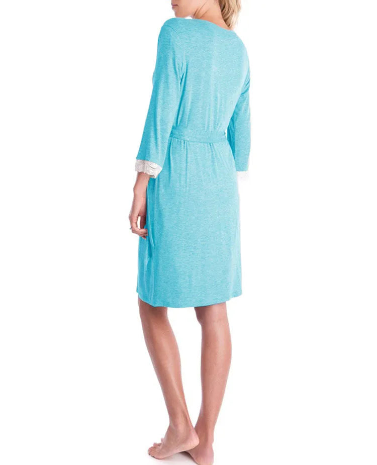 Elegant Maternity Lace Tie Pajama Set ATHLEXES