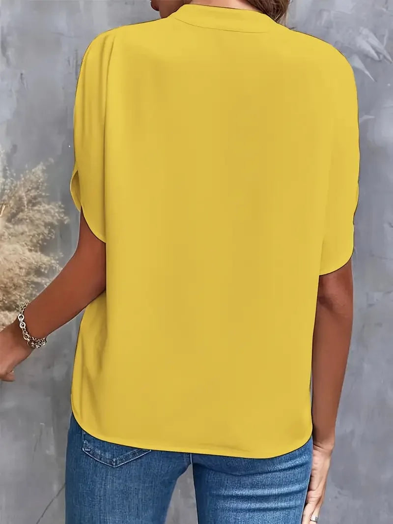 Chic V Neck Chiffon Blouse for Women ATHLEXES