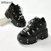 Gothic Chic Black Lace-Up Platform Ankle Boots ATHLEXES